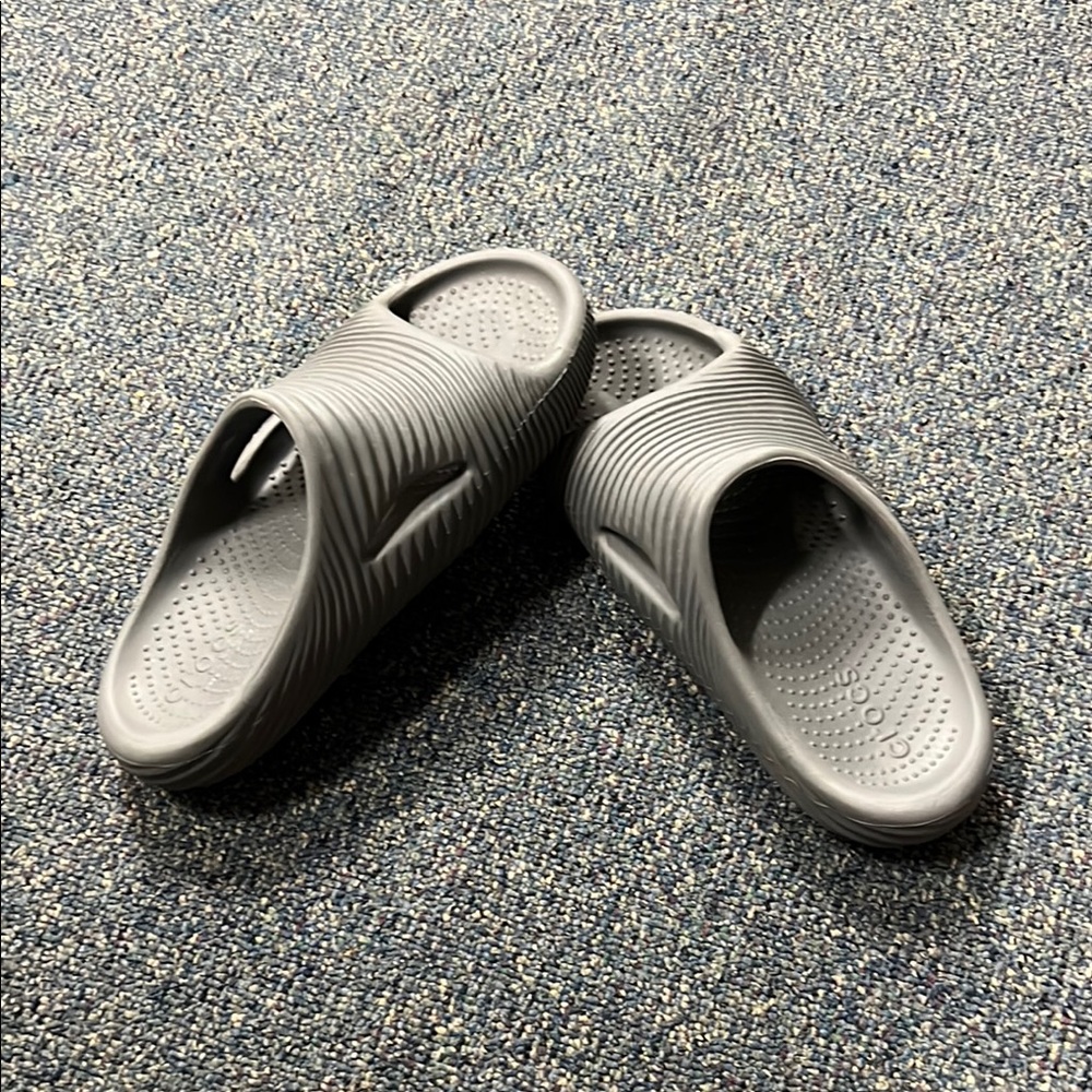 CROCS Gray Sandals Slides with Contoured Support